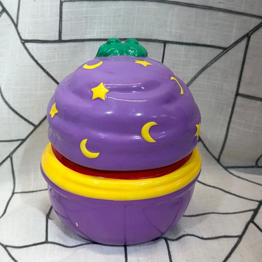 M&M Red Character Ceramic Candy Jar Galerie Arabian Night Turban Purple Red READ